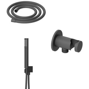 Hadleigh Shower Wall Outlet & Holder, 1.25m Hose & Handset Accessories Kit in Matt Anthracite