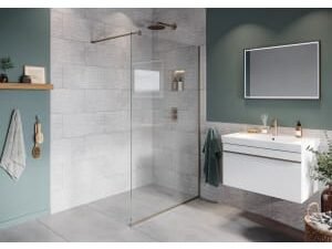 Hadleigh 8mm Brushed Nickel Frameless Wetroom Screen with Wall Arm - 1000mm