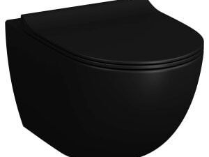 VitrA Sento Easy Clean Wall Hung Toilet Pan & Soft Close Slim Seat - Matt Black