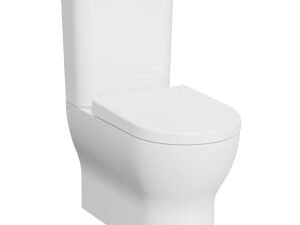 Kerala Round Smooth Flush Fully Shrouded Close Coupled Toilet Pan, Cistern & Soft Close Seat