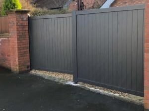 Readymade Anthracite Grey Aluminium Vertical  Double Swing Gate - 3250 x 1800mm