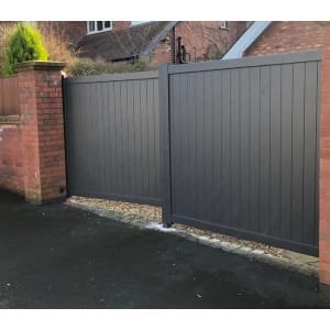 Readymade Anthracite Grey Aluminium Vertical Double Swing Gate – 3750 x 1800mm