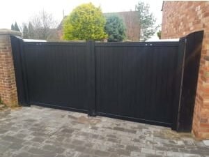 Readymade Black Aluminium Vertical Double Swing Gate - 4000 x 1600mm