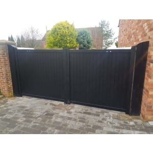 Readymade Black Aluminium Vertical Double Swing Gate – 4000 x 2200mm
