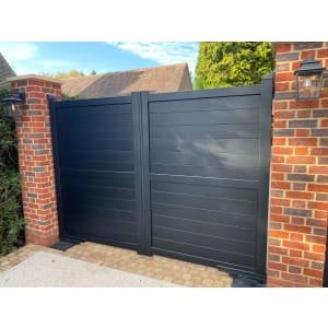 Readymade Black Aluminium Horizontal Double Swing Gate – 3000 x 2000mm