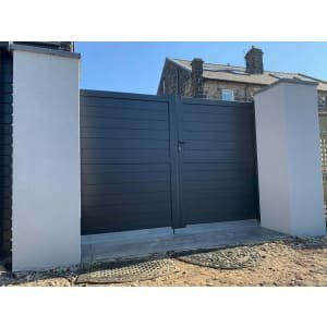Readymade Anthracite Grey Aluminium Horizontal Double Swing Gate – 4000 x 2200mm