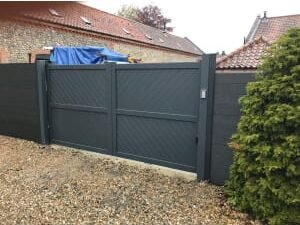 Readymade Anthracite Grey Aluminium Diagonal Double Swing Gate - 3000 x 1600mm