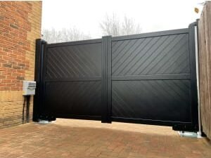Readymade Black Aluminium Diagonal Double Swing Gate - 3250 x 2200mm