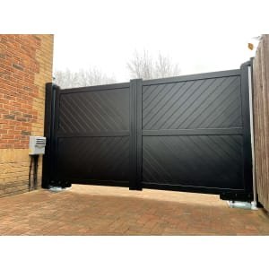Readymade Black Aluminium Diagonal Double Swing Gate – 3500 x 1800mm