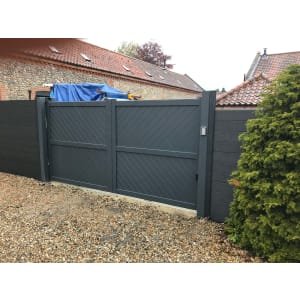 Readymade Anthracite Grey Aluminium Diagonal Double Swing Gate – 4000 x 2200mm