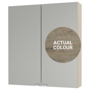 Duarti By Calypso Cascade 600mm Slimline Mirrored 2 Door Wall Hung Unit – Grey Bark
