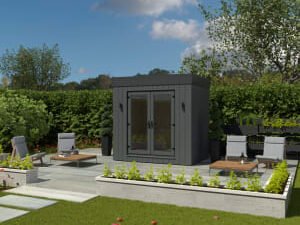 Kyube Plus 2.7 x 2.0m Premium Composite Vertically Cladded Garden Room including Installation - Anthracite Grey