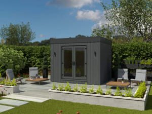 Kyube Plus 3.3 x 2.7m Premium Composite Vertically Cladded Garden Room including Installation - Anthracite Grey