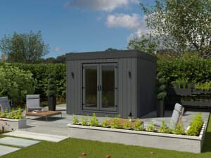 Kyube Plus 3.3 x 3.3m Premium Composite Vertically Cladded Garden Room including Installation - Anthracite Grey