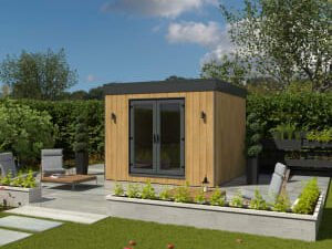 Kyube Plus 3.3 x 3.3m Premium Composite Vertically Cladded Garden Room including Installation - Turner Oak