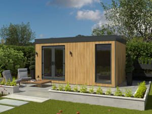 Kyube Plus 5.2 x 3.3m Premium Composite Vertically Cladded Garden Room including Installation - Turner Oak
