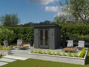 Kyube 2.55 x 2.55m Composite Horizontally Cladded Garden Room including Installation - Anthracite Grey
