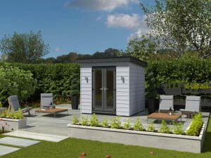 Kyube 2.55 x 2.55m Composite Horizontally Cladded Garden Room including Installation - Moondust Grey