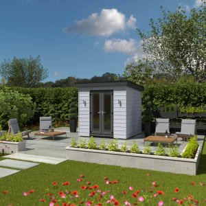 Kyube 2.55 x 2.55m Composite Horizontally Cladded Garden Room including Installation – Moondust Grey