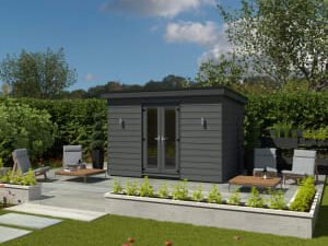 Kyube 3.74 x 2.52m Composite Horizontally Cladded Garden Room including Installation - Anthracite Grey