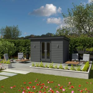 Kyube 3.74 x 2.52m Composite Horizontally Cladded Garden Room including Installation – Anthracite Grey