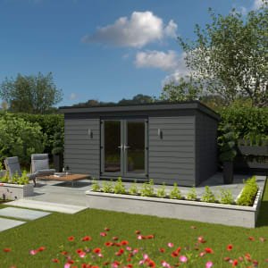 Kyube 4.96 x 3.74m Composite Horizontally Cladded Garden Room including Installation – Anthracite Grey