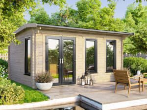 Power Sheds 16 x 10ft Left Hand Door Apex Notched Logs Log Cabin