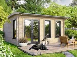 Power Sheds 16 x 12ft Left Hand Door Apex Notched Logs Log Cabin