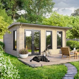 Power Sheds 16 x 12ft Left Hand Door Apex Notched Logs Log Cabin