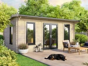 Power Sheds 18 x 10ft Central Doors Apex Notched Logs Log Cabin