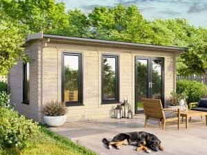 Power Sheds 18 x 10ft Right Hand Door Apex Notched Logs Log Cabin