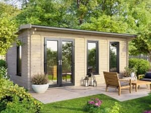 Power Sheds 18 x 10ft Left Hand Door Apex Notched Logs Log Cabin