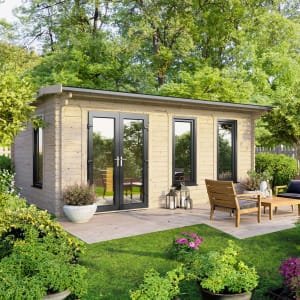 Power Sheds 18 x 10ft Left Hand Door Apex Notched Logs Log Cabin