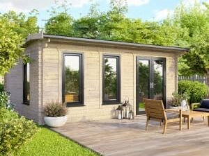 Power Sheds 18 x 12ft Right Hand Door Apex Notched Logs Log Cabin