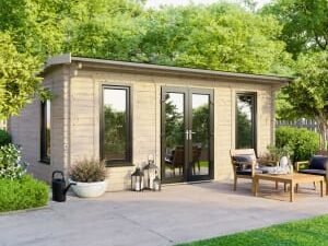 Power Sheds 18 x 14ft Central Doors Apex Notched Logs Log Cabin