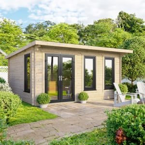 Power Sheds 16 x 10ft Left Hand Door Pent Notched Logs Log Cabin