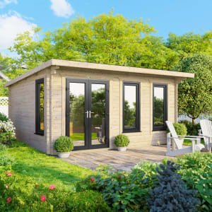 Power Sheds 16 x 12ft Left Hand Door Pent Notched Logs Log Cabin