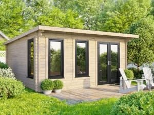 Power Sheds 16 x 14ft Right Hand Door Pent Notched Logs Log Cabin