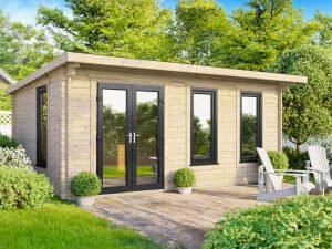 Power Sheds 18 x 10ft Left Hand Door Pent Notched Logs Log Cabin