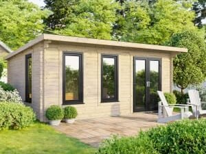 Power Sheds 18 x 12ft Right Hand Door Pent Notched Logs Log Cabin