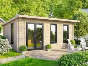 Power Sheds 18 x 12ft Left Hand Door Pent Notched Logs Log Cabin