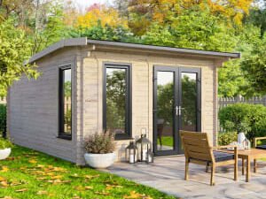 Power Sheds 12 x 14ft Right Hand Door Apex Notched Logs Log Cabin