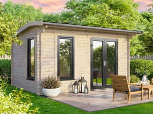 Power Sheds 14 x 8ft Right Hand Door Apex Notched Logs Log Cabin