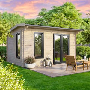 Power Sheds 14 x 8ft Right Hand Door Apex Notched Logs Log Cabin