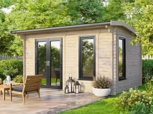 Power Sheds 14 x 8ft Left Hand Door Apex Notched Logs Log Cabin