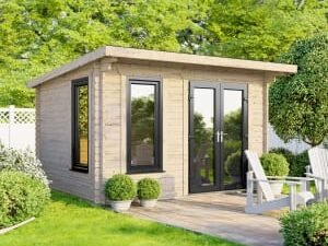 Power Sheds 12 x 8ft Right Hand Door Pent Notched Logs Log Cabin