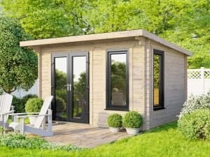 Power Sheds 12 x 8ft Left Hand Door Pent Notched Logs Log Cabin