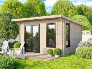 Power Sheds 12 x 10ft Left Hand Door Pent Notched Logs Log Cabin