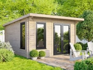 Power Sheds 12 x 12ft Right Hand Door Pent Notched Logs Log Cabin