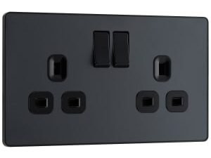 BG Evolve Matt Grey 13A Double Socket